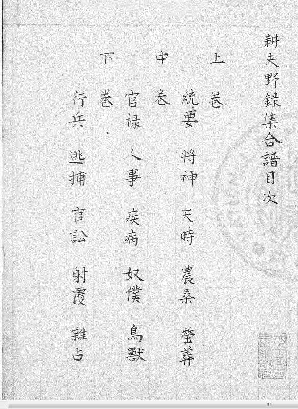 耕夫野录（术数类）