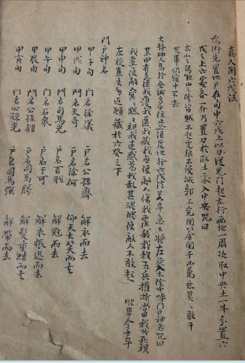 手抄奇门古籍《奇门真人闭六戊法》——古籍书阁